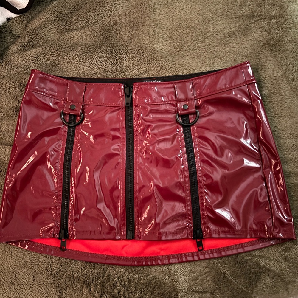 Lip Service Shiny Burgundy Mini Skirt